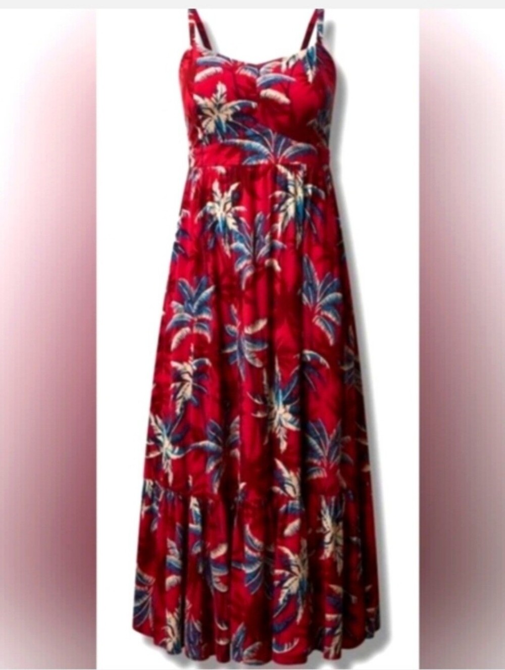 torrid Red Tropical Print Maxi Dress with Spaghetti Straps